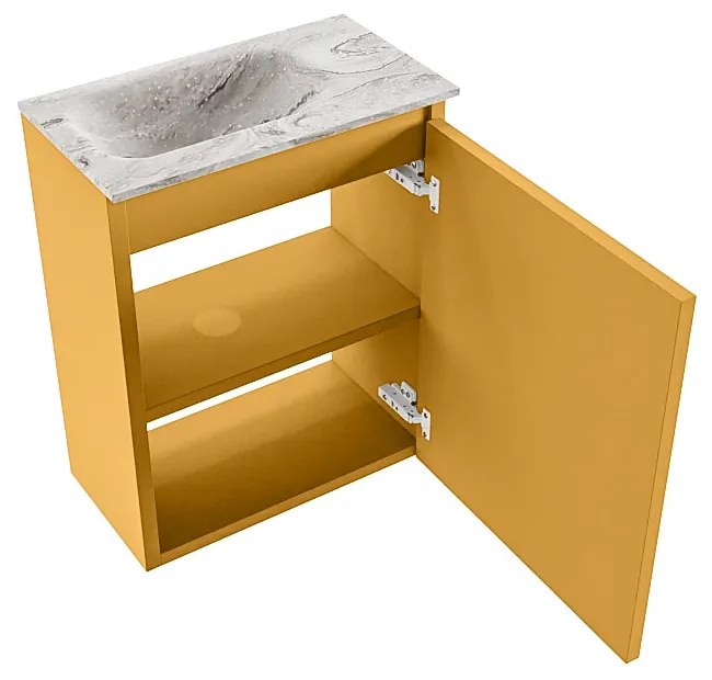 Mondiaz Ture DLux toiletmeubel 40cm ocher met wastafel glace links zonder kraangat