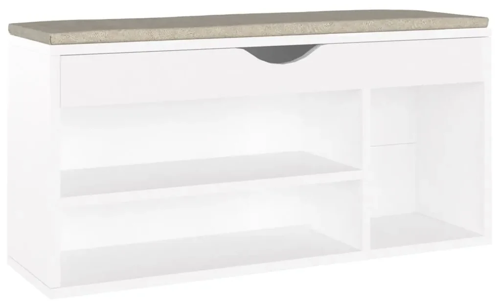 vidaXL Schoenenbank met kussen 104x30x49 cm spaanplaat wit