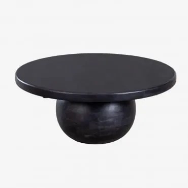 Ronde Salontafel Ø90 Cm Van Mangohout Dalen Gewoon Zwart - Sklum