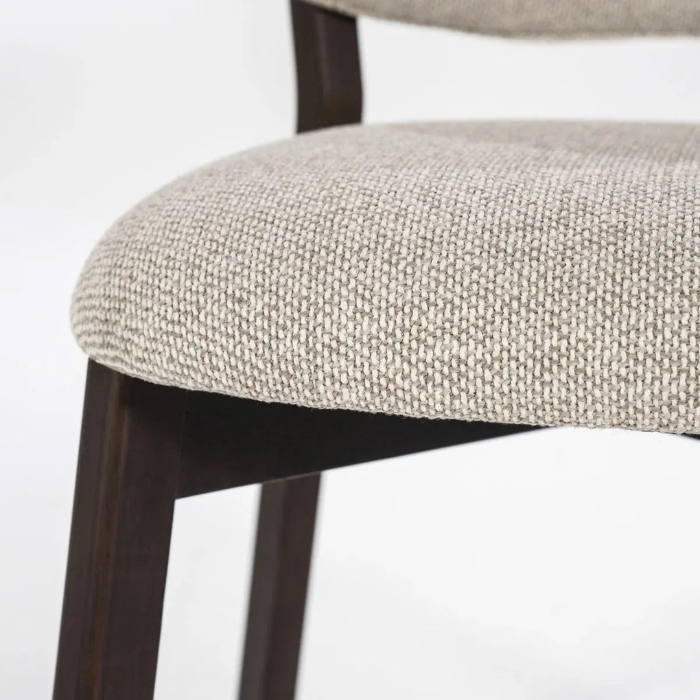 Eleonora Mikky Luxe Eetkamerstoel Walnoot Taupe En Stof