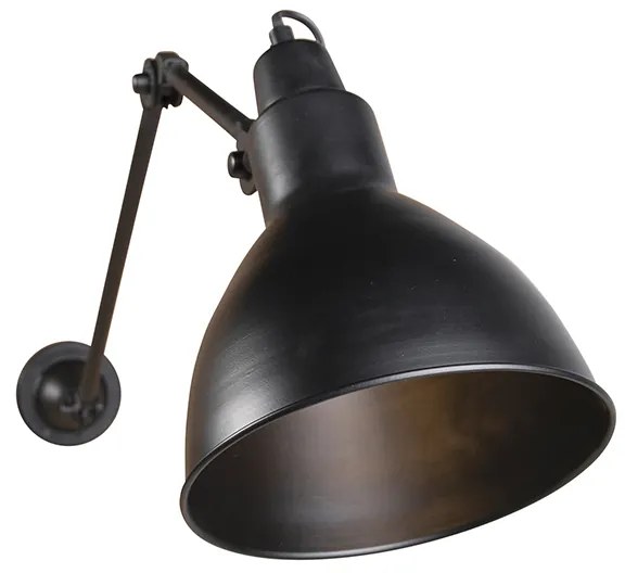 Industriële wandlamp zwart verstelbaar - Wye