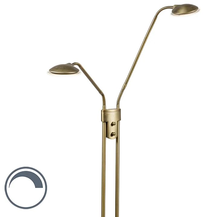 Moderne vloerlamp brons met leeslamp incl. LED - Eva