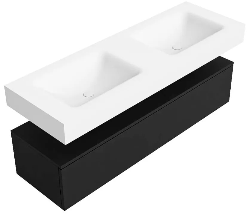 Zaro Alan badmeubel 140cm urban 1 lade met vrijhangende wastafel cloud dubbel zonder kraangat talc