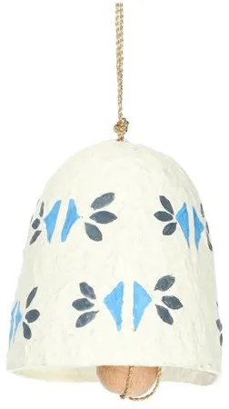 Kersthanger bel, katoen maché, wit, 7 cm