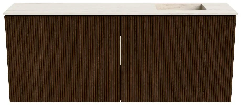 Mondiaz Joya DLux 100cm toiletmeubel walnut met wastafel faye rechts zonder kraangat meli