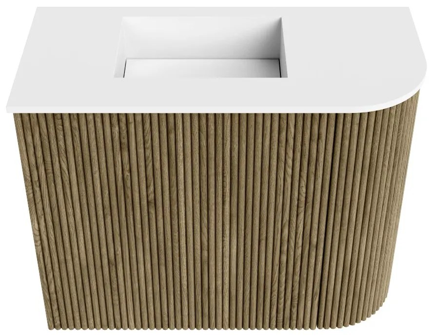 Mondiaz Joya 50cm toiletmeubel ronding rechts dusk met wastafel faye links 1 kraangat talc