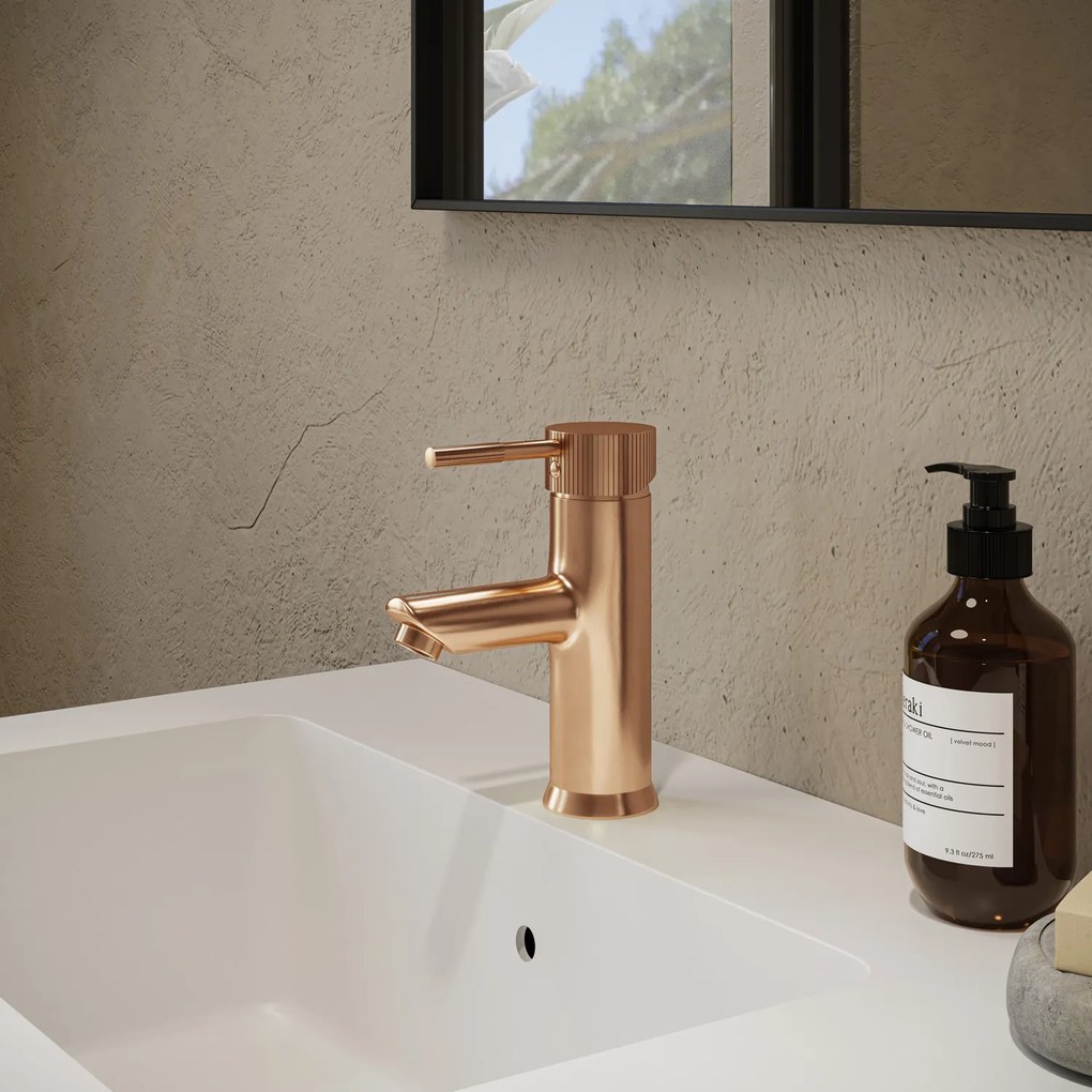 Saniclear Copper Stripes wastafelkraan geborsteld koper