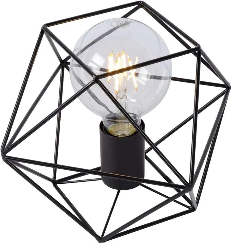 Lucide tafellamp Octagon - zwart - 18 cm - Leen Bakker