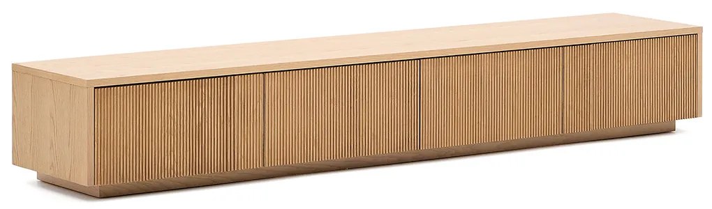 Kave Home Helvine Laag Tv-meubel Eiken Met Ribbels - 200x40x30cm.