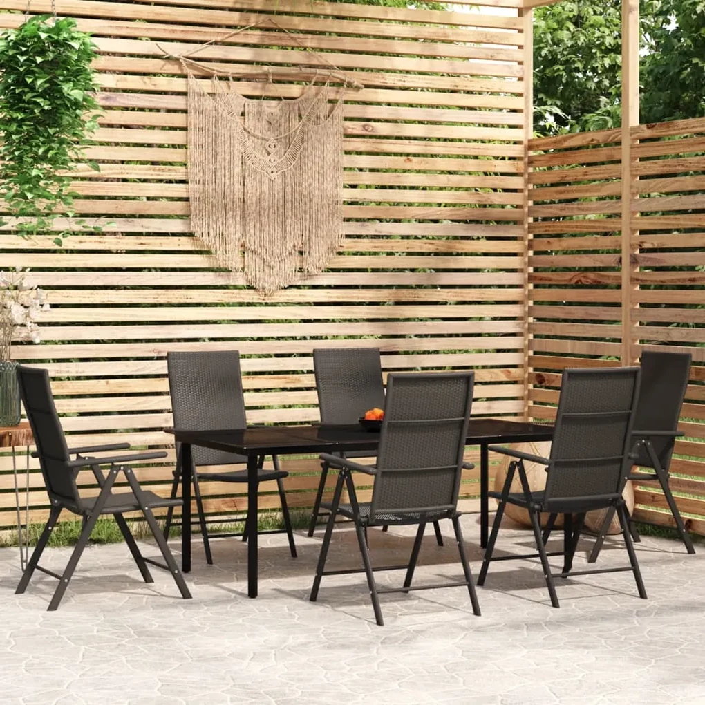 vidaXL 7-delige Tuinset zwart