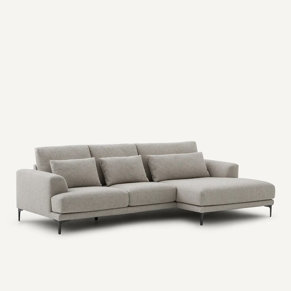 XL longchair met hoek rechts van gestructureerde viscose en linnen, MARSILE