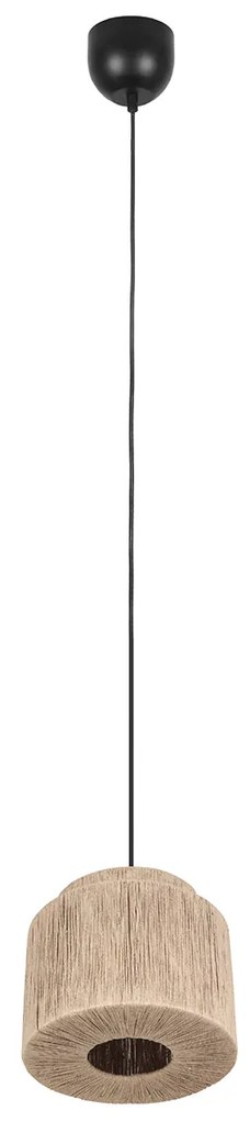 Japandi hanglamp zwart met bruin touw 31cm - Smilla