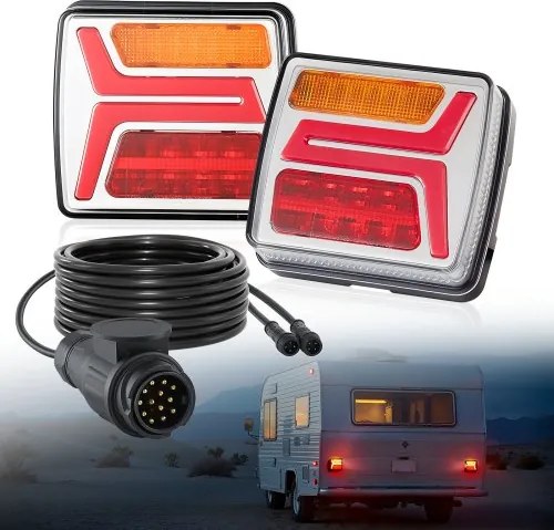 VEVOR Trailerverlichting 2-pack met 4 standen (remlicht/richtingaanwijzer/achterlicht/kentekenplaatverlichting), waterdichte trailerverlichtingsset met kabelboom voor boot, camper, vrachtwagen, bus