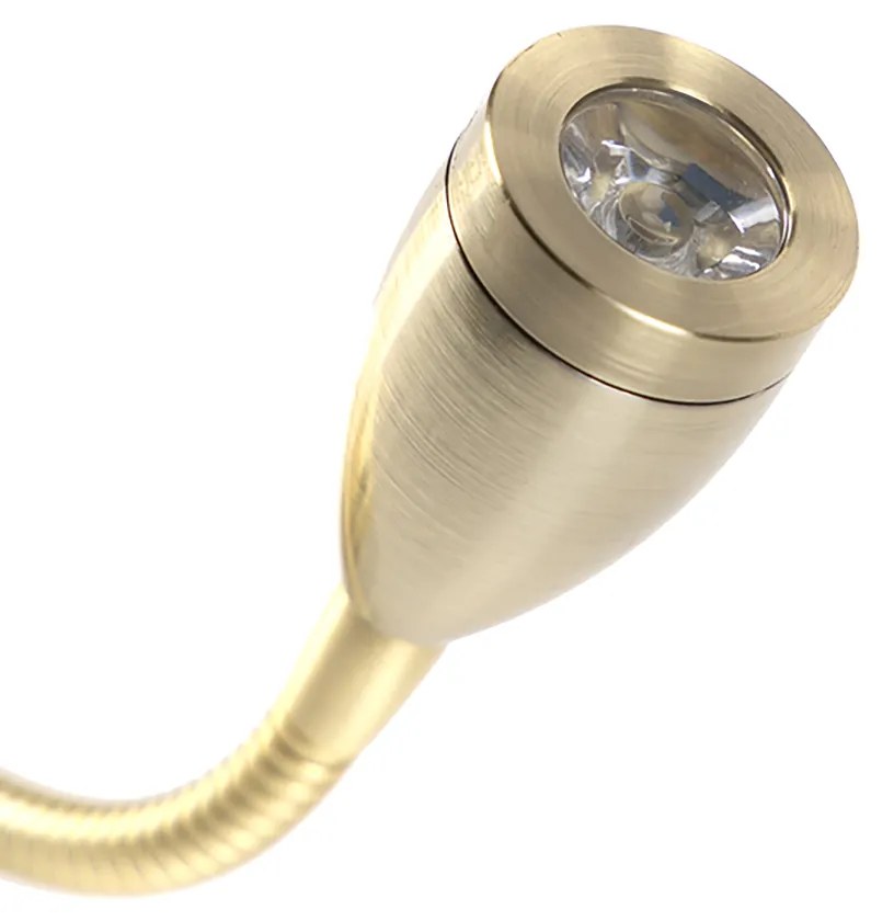 Wandlamp goud met USB en kap wit 18 cm - Brescia Combi