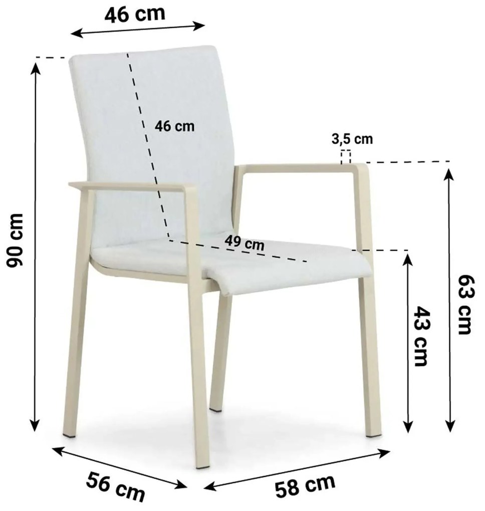 Tuinstoel stapelbaar Aluminium/textileen Taupe-naturel-bruin Lifestyle Garden Furniture Rome