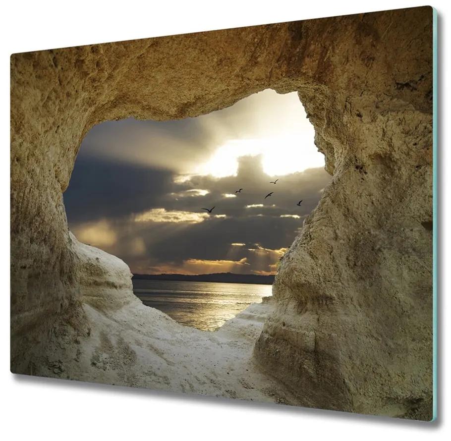 snijplank glas Seaside cave 60x52cm