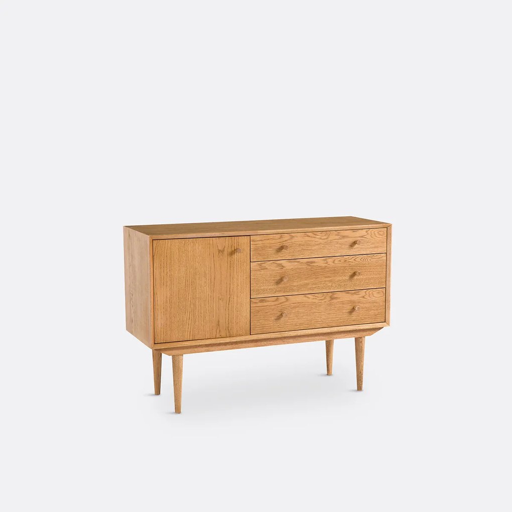 Vintage buffetkast met 1 deur en 3 lades Quilda
