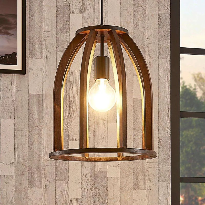 Bruine houten hanglamp Tuva