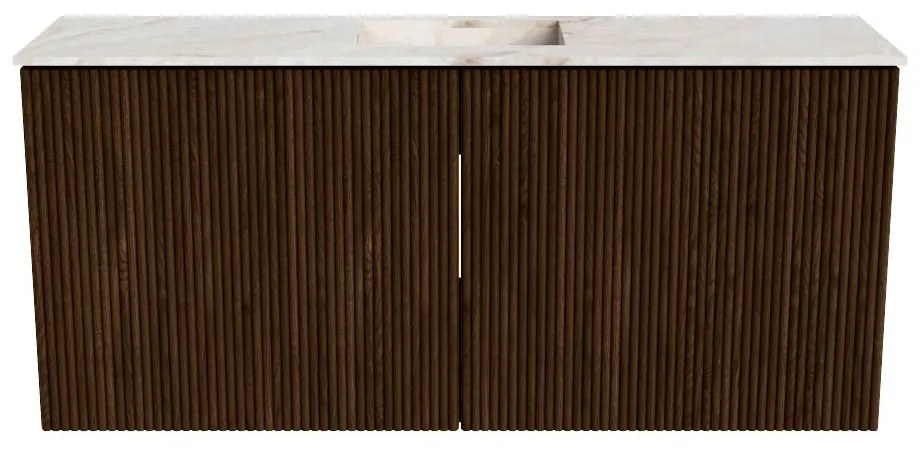 Mondiaz Joya DLux 90cm toiletmeubel walnut met wastafel faye midden zonder kraangat frappe