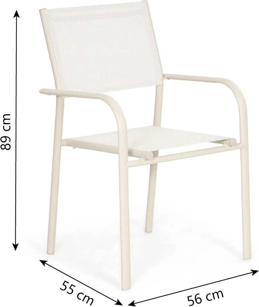Tuinstoel stapelbaar Aluminium Zand/Beige Presto Brentino