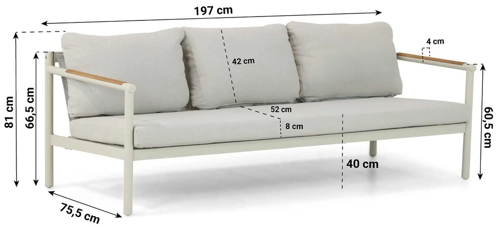 Stoel en Bank Loungeset 5 personen Aluminium Taupe  Lifestyle Garden Furniture Norte