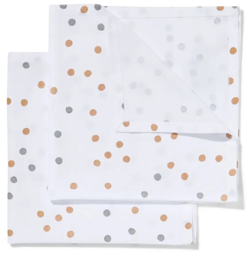 HEMA Servetten Katoen 47x47 Wit Met Stippen - 2 Stuks (multi)