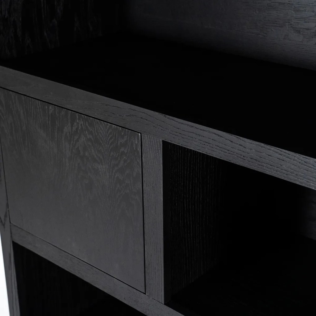 Boekenkast Zwart Eiken 150 Cm - 150x42x220cm.
