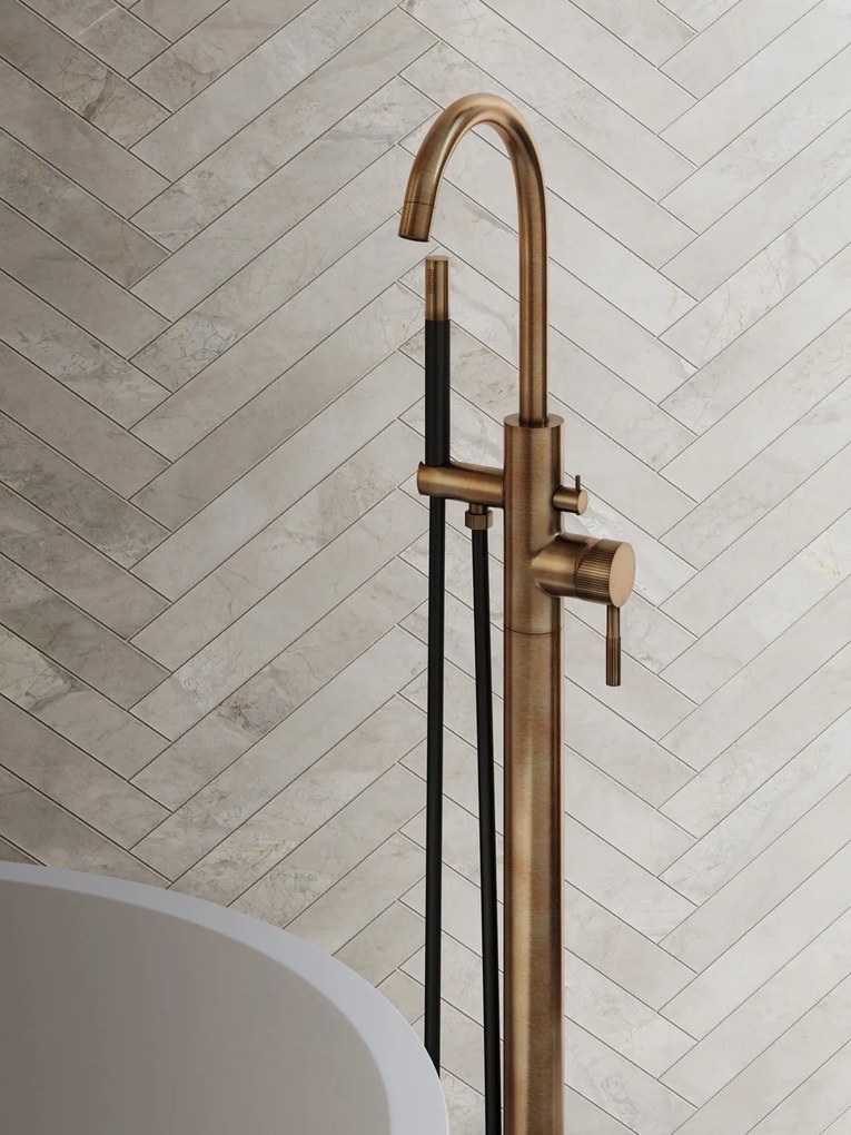 Saniclear Antique Stripes Pro vrijstaande badkraan verouderd messing
