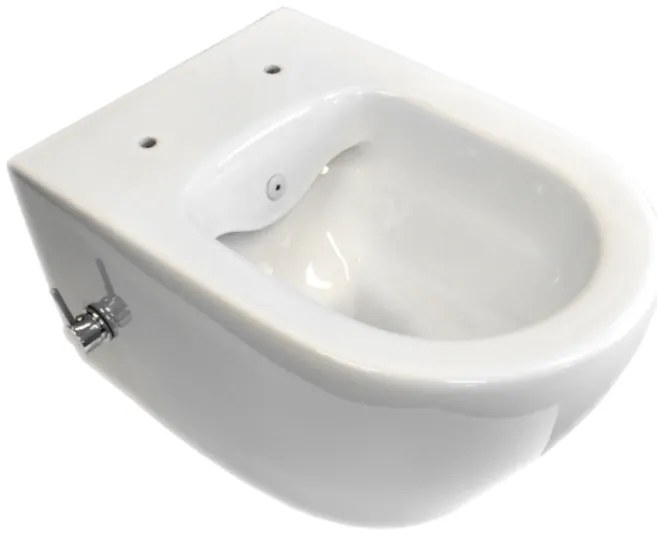 Sanicare Rondo randloos toilet wit glans met bidetsproeier- en kraan en softclose zitting