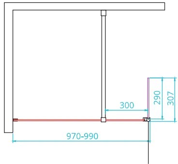 van Rijn ST01 inloopdouche 100x200cm met 30cm draaibare zijwand chroom