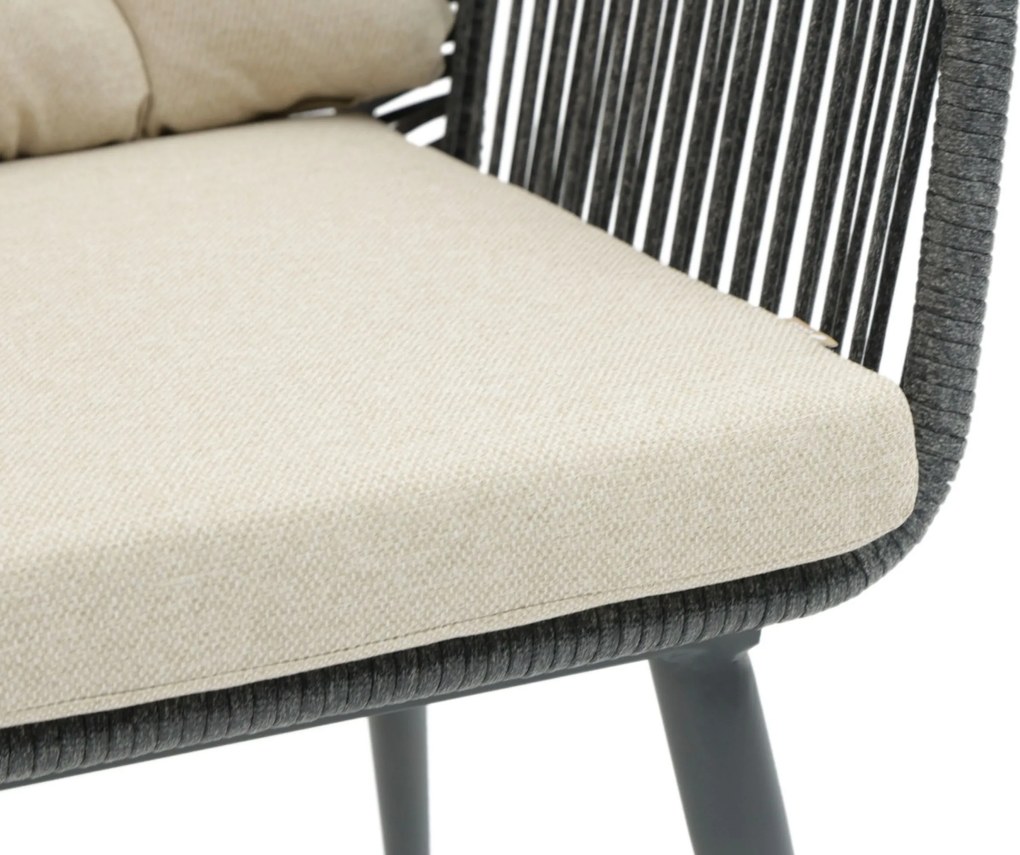 Tuinset Ronde Tuintafel 4 personen 120 cm Rope Grijs  Coco Custa/Rockville