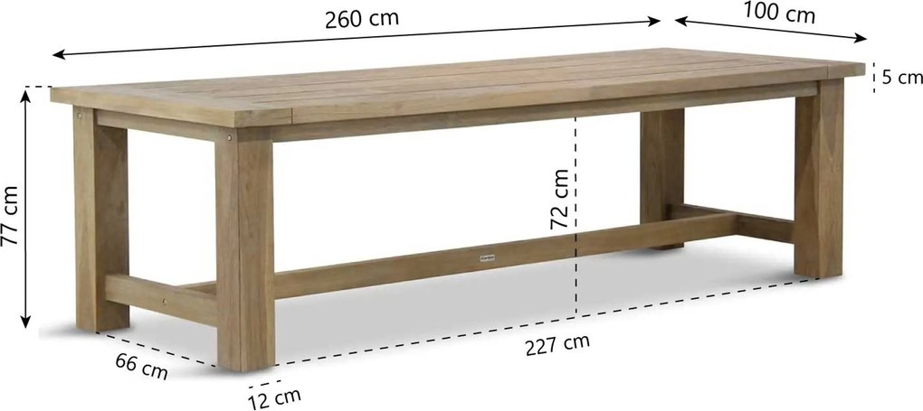 Tuinset 6 personen 260 cm Wicker Grijs Garden Collections Kingston/Fourmile