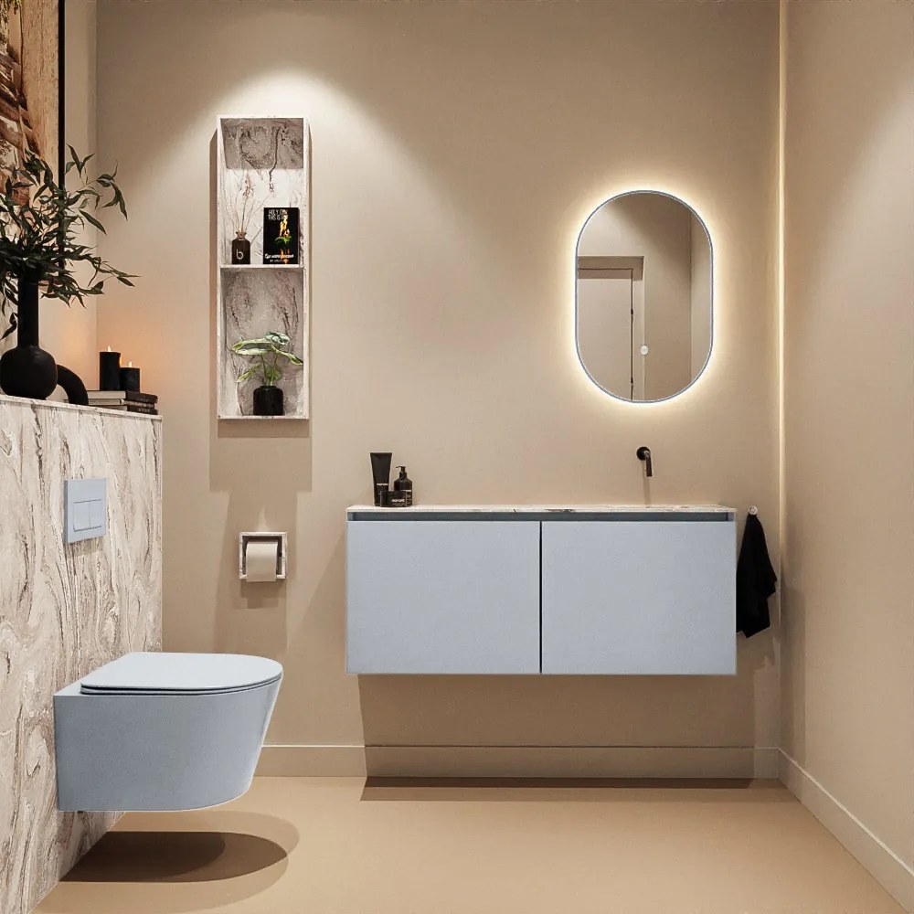 Mondiaz Ture DLux toiletmeubel 120cm clay met wastafel glace rechts zonder kraangat