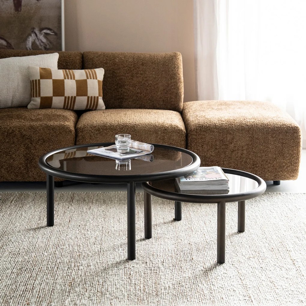 Set Van 2 Ronde Salontafels - 60 X 60cm.