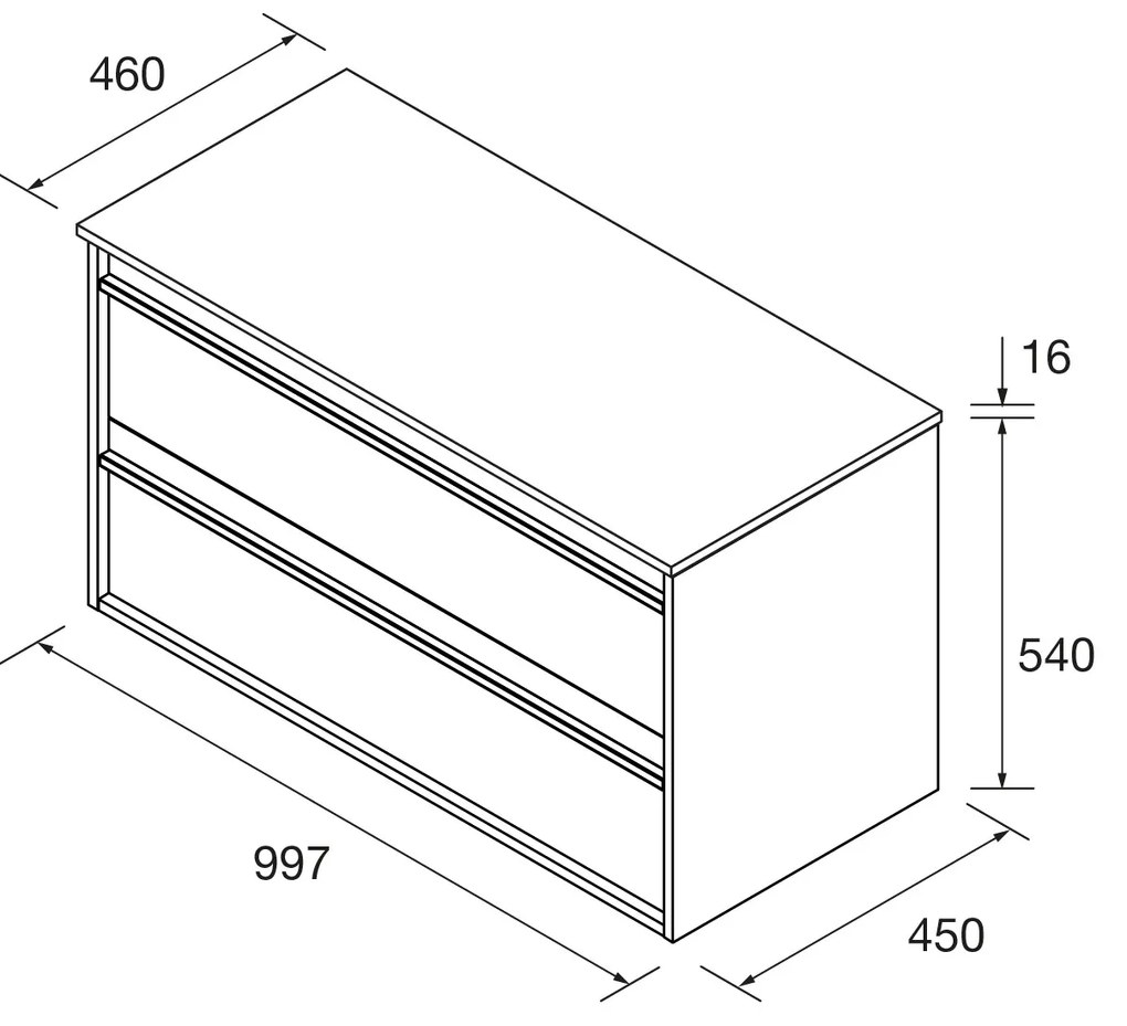 Muebles Resh badmeubel 100cm met 2 lades en toppaneel zwart mat