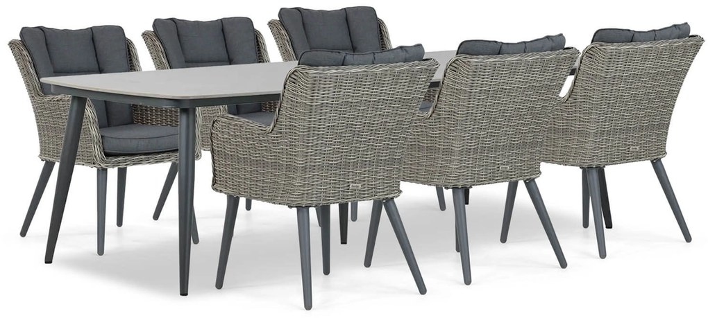 Tuinset 6 personen 240 cm Aluminium/wicker Grijs Garden Collections Boston/Vienna