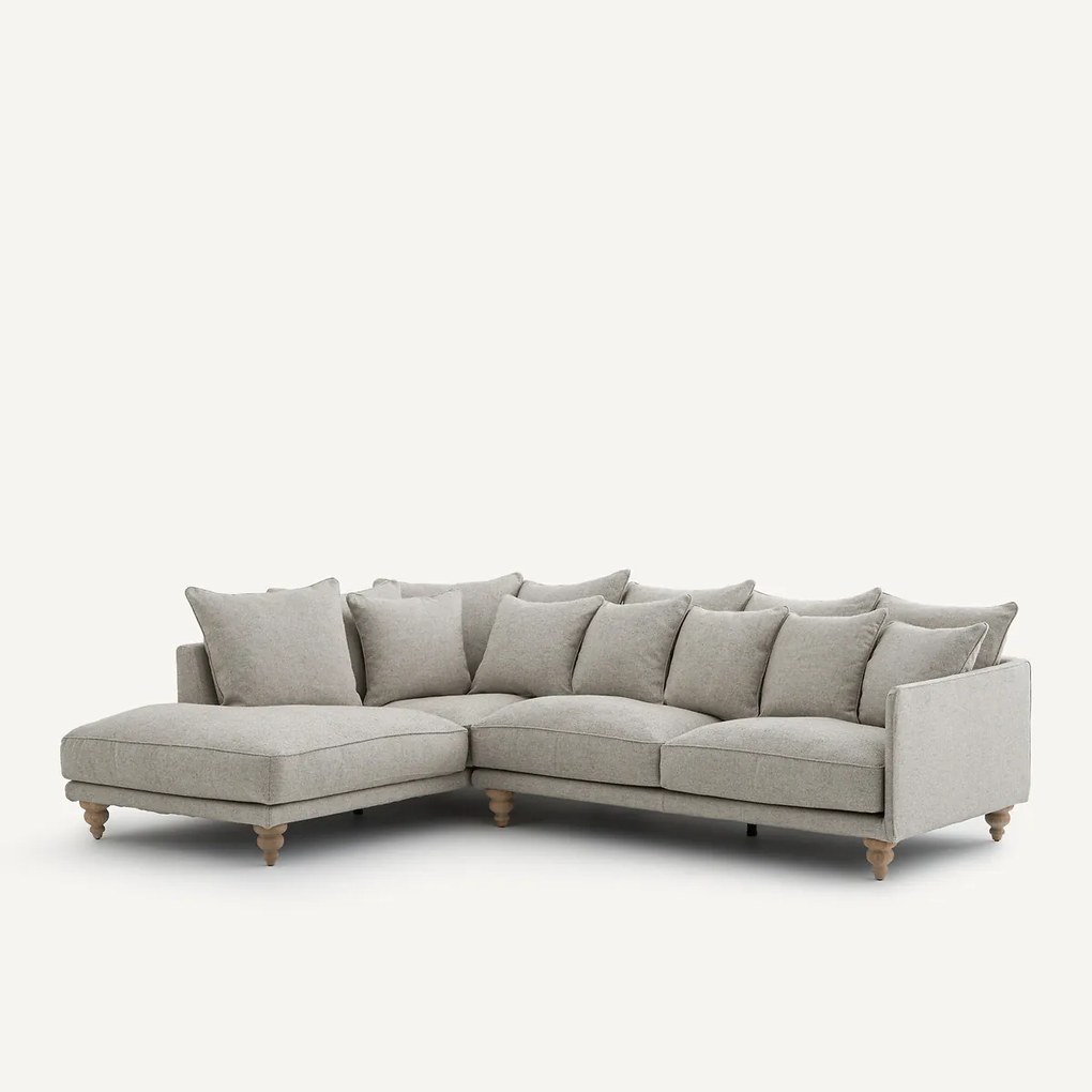 Hoekbank van viscose met structuur en linnen, LAZARE