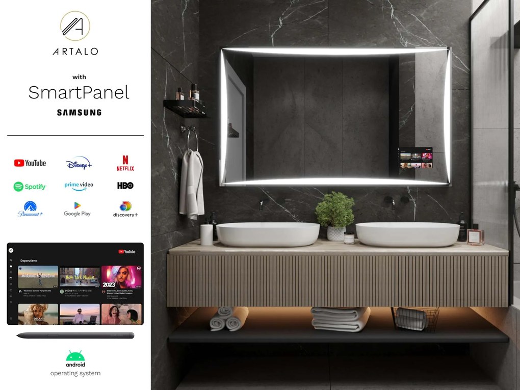 SMART spiegel met LED verlichting M5 premium + Samsung SmartPanel