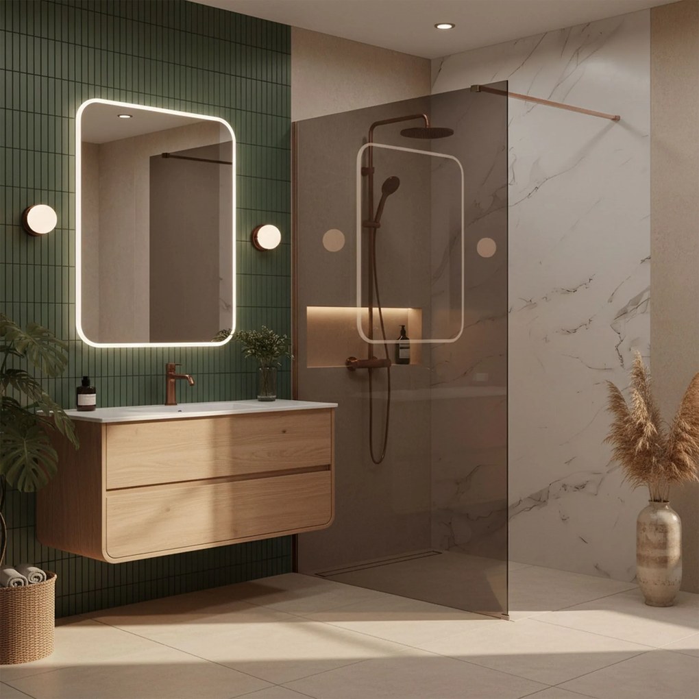 Walk-in douchewand Rea Flexi Brown / Brush Copper 80