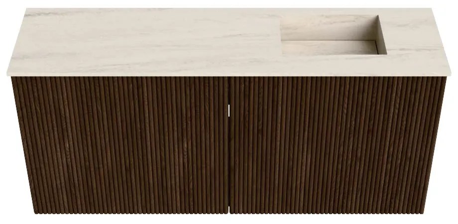 Mondiaz Joya DLux 90cm toiletmeubel walnut met wastafel faye rechts zonder kraangat meli