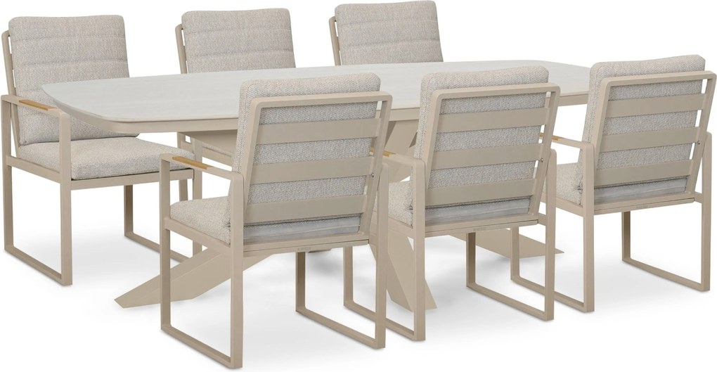 Tuinset 6 personen 220 cm Aluminium Taupe Lifestyle Garden Furniture Alessio/Belluno