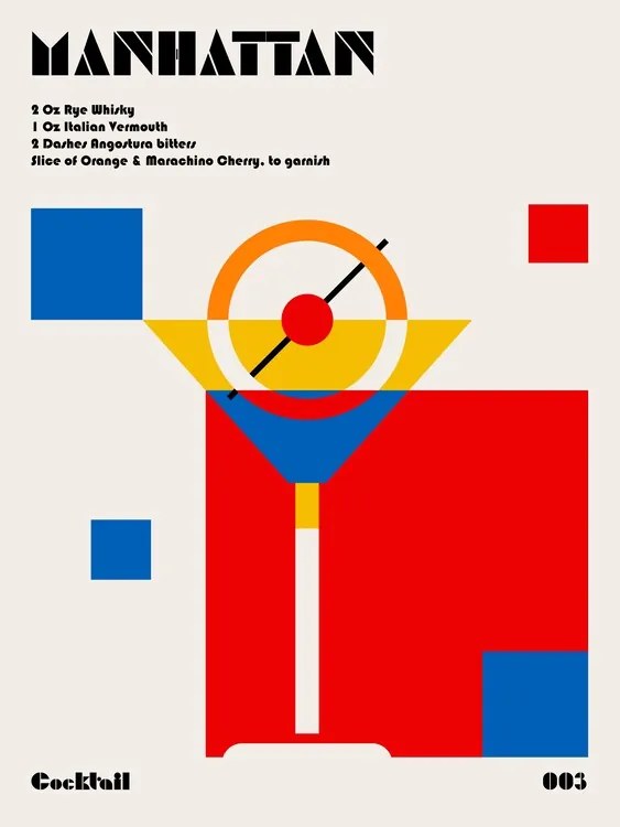 Ilustratie Manhattan Bauhaus Cocktail, Retrodrome