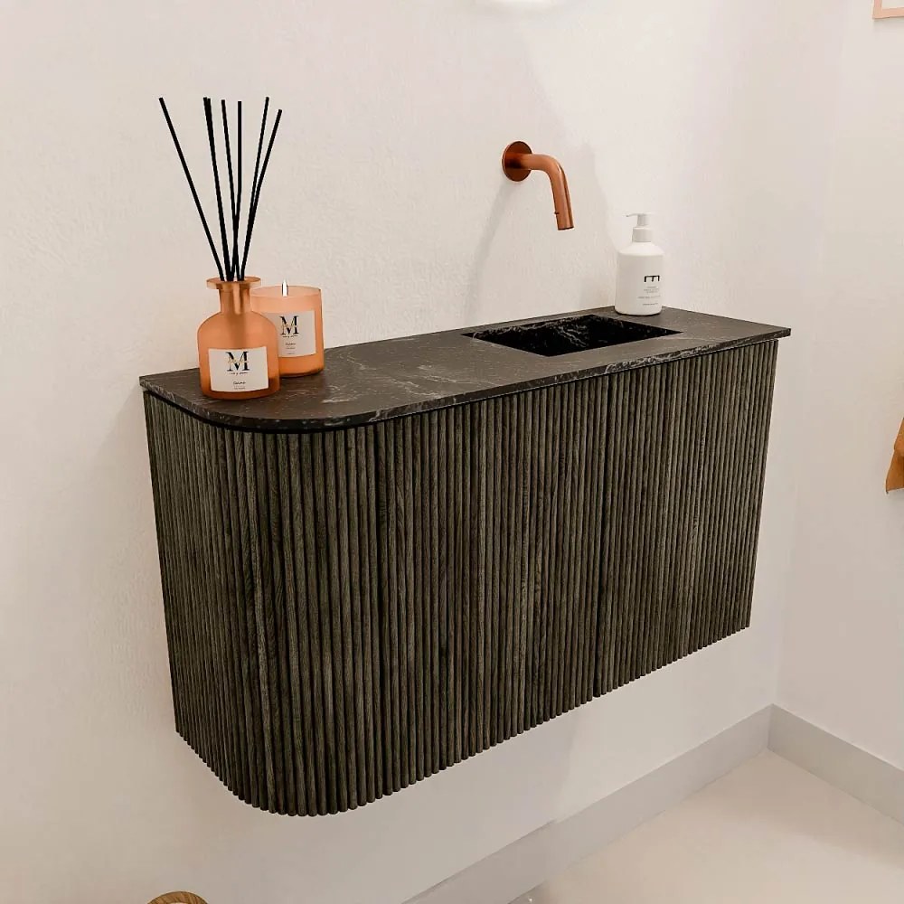 Mondiaz Joya DLux 70cm toiletmeubel ronding links shadow met wastafel faye rechts zonder kraangat lava