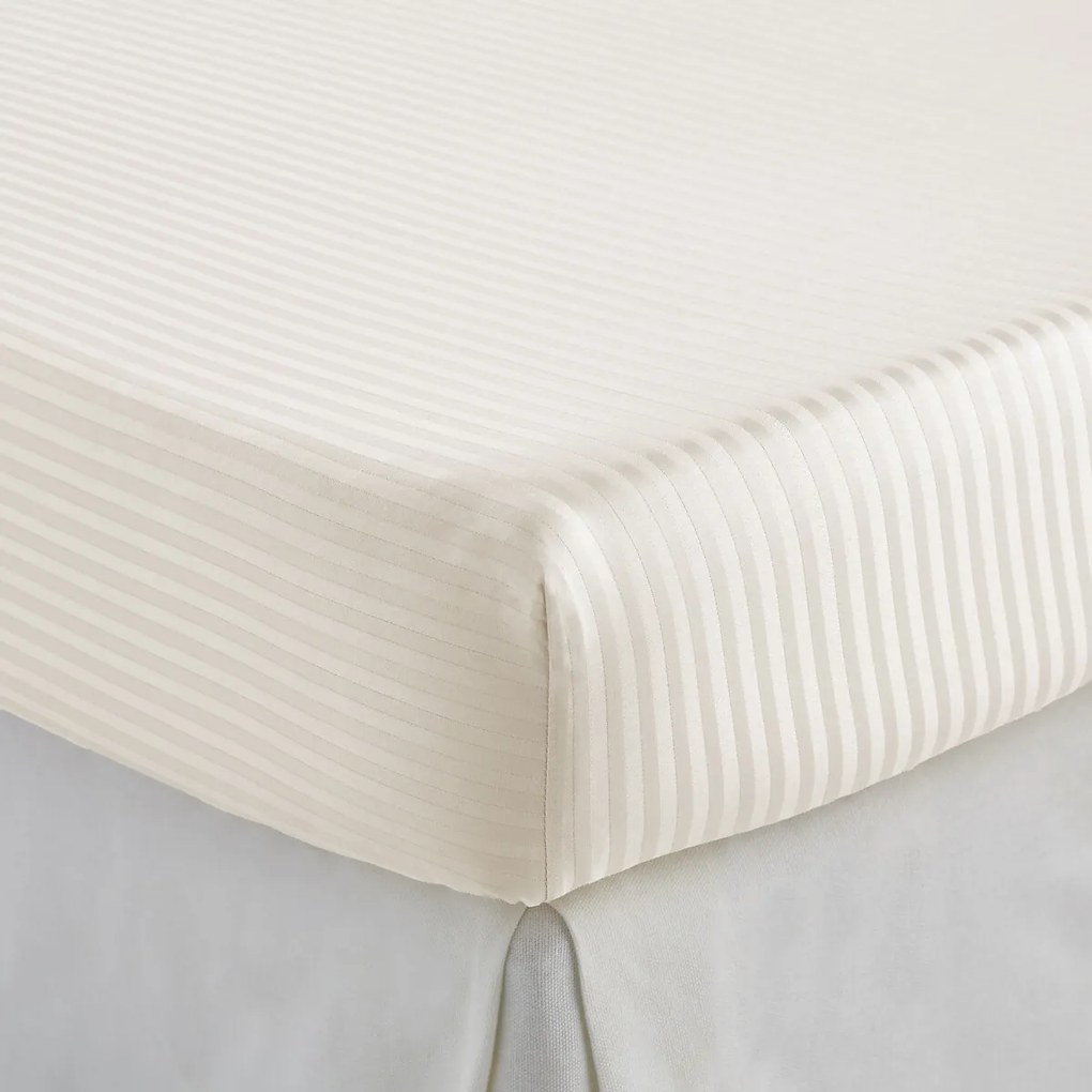 Hoeslaken in katoensatijn, omslag. 30 cm, Opale gestreept