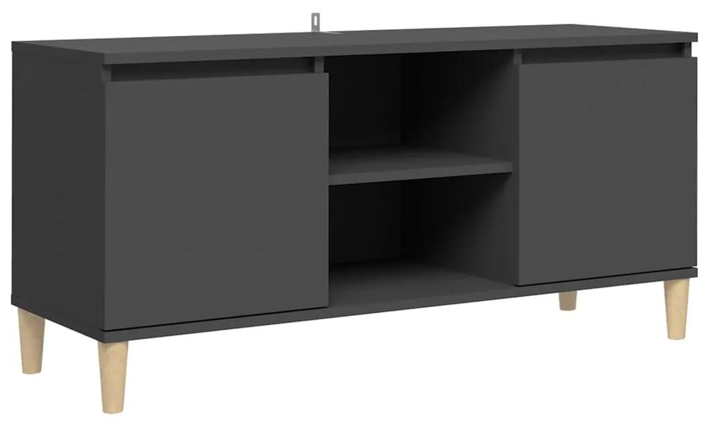 vidaXL Tv-meubel met massief houten poten 103,5x35x50 cm grijs