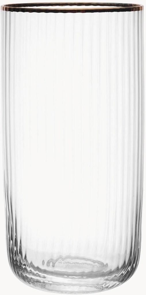 Geribbeld kristallen longdrinkglazen Mikasa Sorrento, 4-delig