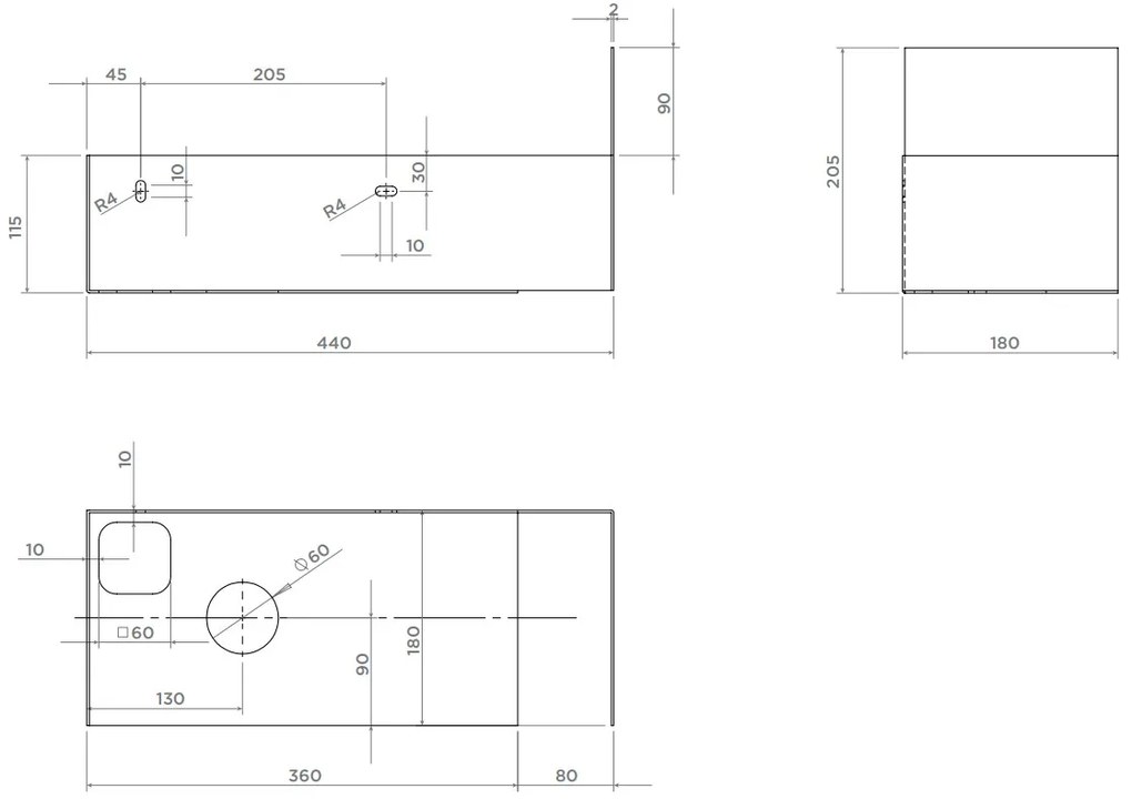 Clou Flush 3 open kast met handdoekhouder links zwart mat