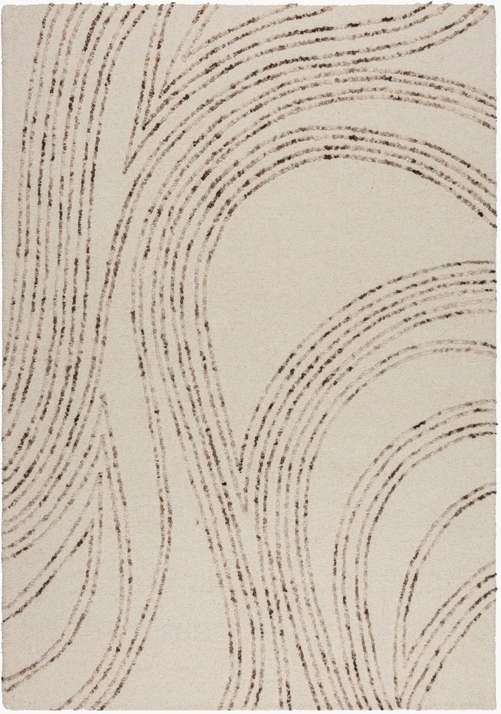 Handgetuft hoog-laag wollen vloerkleed Abstract Swirl