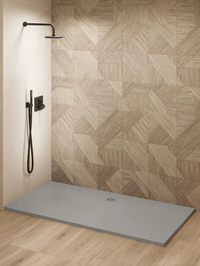 Saniclear Modo douchebak 200x100cm met stone finish lichtgrijs