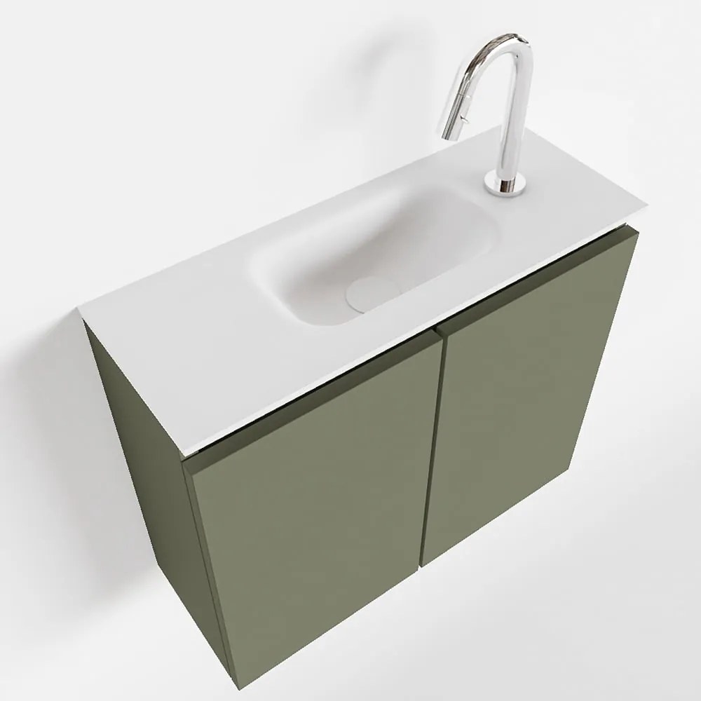 Mondiaz Ture 60cm toiletmeubel army met wastafel talc midden 1 kraangat